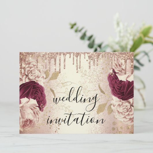 Draagt het Roos Gold Rozen Burgundy op in Marsala Kaart (Staand voorkant)