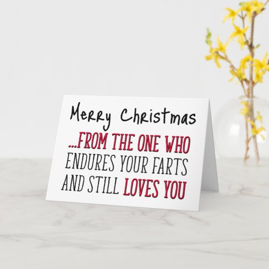 Draagt je kunst en houdt van je, grappige kerst kaart (Gele Bloem)