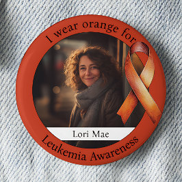 Draagt Oranje voor Leukemiebewustzijn Foto Ronde Button 5,7 Cm