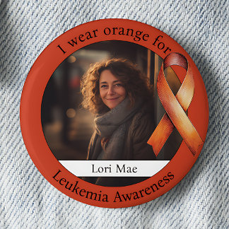 Draagt Oranje voor Leukemiebewustzijn Foto Ronde Button 5,7 Cm