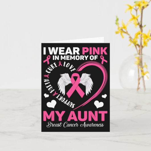 Draagt Roze Ter Nagedachtenis Aan Mijn Tante Borst Kaart (Gele Bloem)