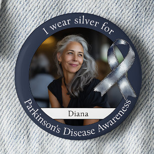 Draagt Zilver Bewustzijn van de ziekte van Parkins Ronde Button 5,7 Cm