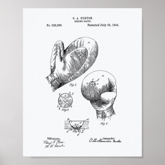  draagtas 1894 Patent Art - Witboek Poster (Voorkant)
