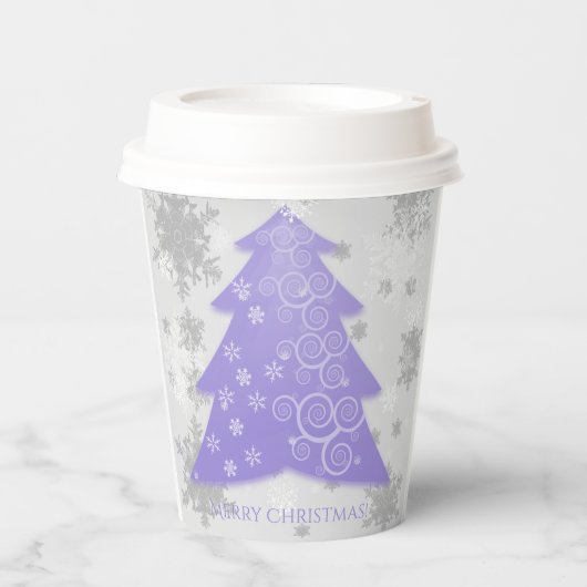 Draagtas met kerstbomen, met wieltjes papieren bekers (Voorkant)