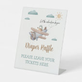 Draagtas met wieltjes hier Baby shower vliegtuig Reclamebord Met Voetstuk (Voorkant)