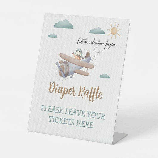 Draagtas met wieltjes hier Baby shower vliegtuig Reclamebord Met Voetstuk (Voorkant)