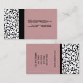 Draagtas van Elegant Black en White Rose Damask Visitekaartje (Voorkant / Achterkant)