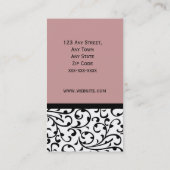Draagtas van Elegant Black en White Rose Damask Visitekaartje (Achterkant)