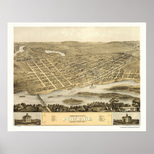 Draagtas, WI Panorama Map - 1868 Poster