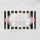 Draagtasontwerp Gold Pink Floral Striped Visitekaartje (Achterkant)
