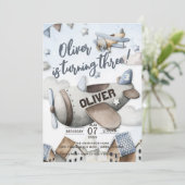 Draai 3 Kids Verjaardag uitnodiging (Staand voorkant)