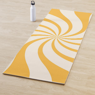Draai Abstract Patroon in geel en amandelcrème Yogamat