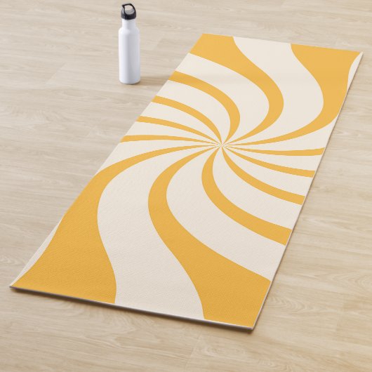 Draai Abstract Patroon in geel en amandelcrème Yogamat (In situ)