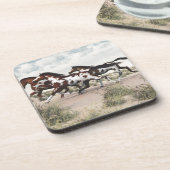 Draai als de wind - galopende verfpaarden onderzetter (Linkerzijde)