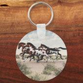 Draai als de wind - galopende verfpaarden sleutelhanger (Voorkant)
