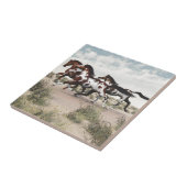 Draai als de wind - galopende verfpaarden tegeltje (Zijkant)