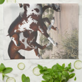 Draai als de wind - galopende verfpaarden theedoek (Gevouwen)