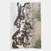 Draai als de wind - galopende verfpaarden theedoek (Verticaal)