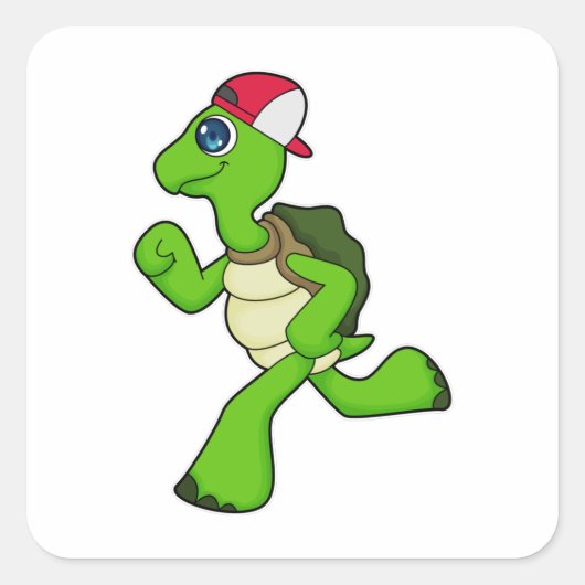 Draai als Runner met Pet Vierkante Sticker (Voorkant)