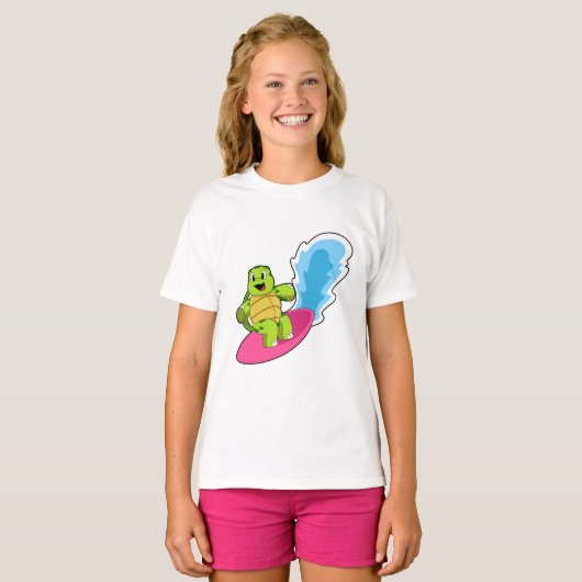 Draai als Surfer met surfplank T-shirt (Voorkant volledig)