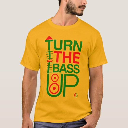 DRAAI DE BASS UP - Reggae kleuren - Crossfader DJ T-shirt (Voorkant)