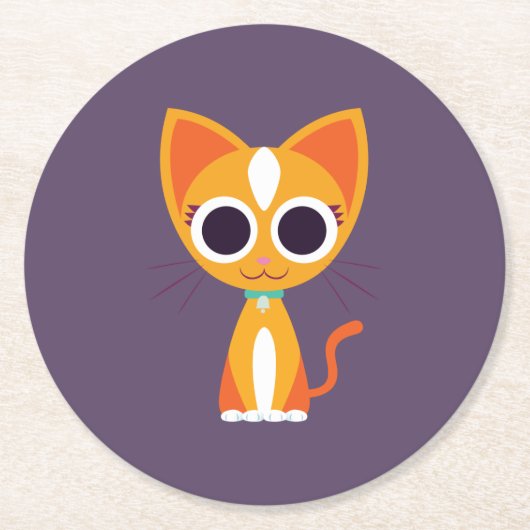 Draai de kat ronde kartonnen onderzetter (Voorkant)