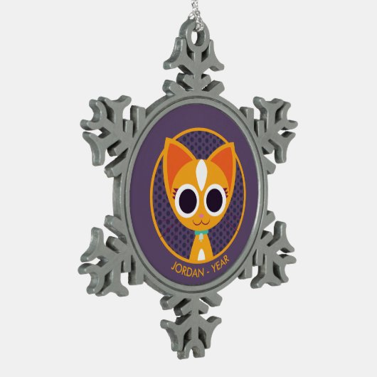 Draai de kat tin sneeuwvlok ornament (Links)