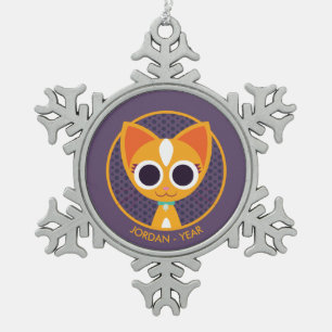 Draai de kat tin sneeuwvlok ornament