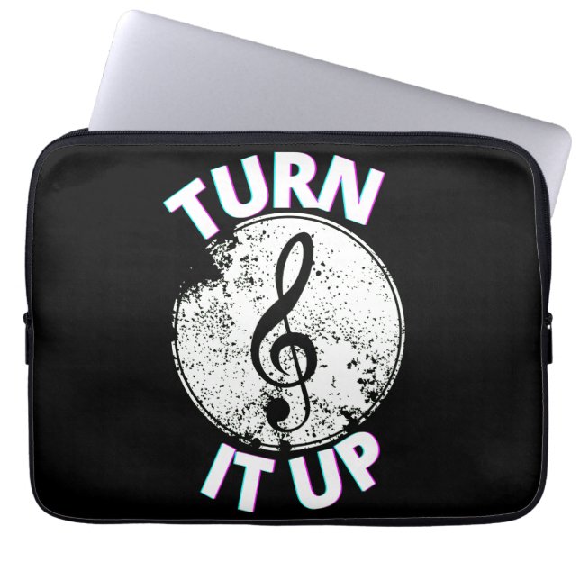 Draai de muziek omhoog laptop sleeve (Voorkant)