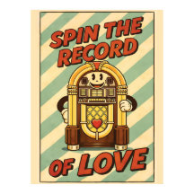 Draai de Record Jukebox Liefde Retro Vintage Poste