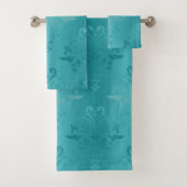 Draai de Verloop Damask Print Towlet set om Bad Handdoek (Insitu)