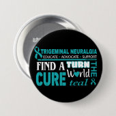 Draai de wereld Blauwgroen...TN Ronde Button 7,6 Cm (Voorkant /achterkant)