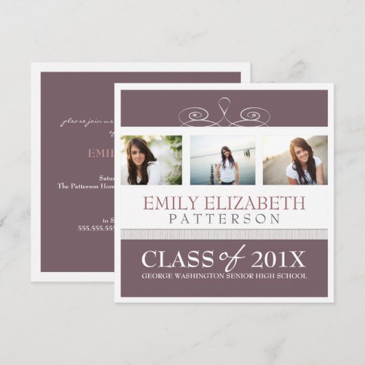  draai Foto Collage Afstuderen Uitnodiging (Voorkant / Achterkant)