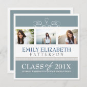  draai Foto Collage Afstuderen Uitnodiging (Voorkant / Achterkant)