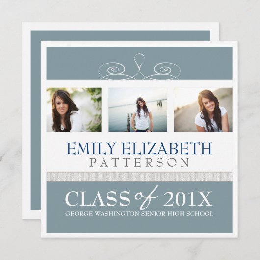  draai Foto Collage Afstuderen Uitnodiging (Voorkant / Achterkant)