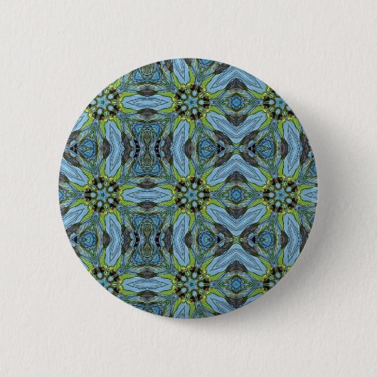 Draai geometrische abstracte planten om ronde button 5,7 cm (Voorkant)