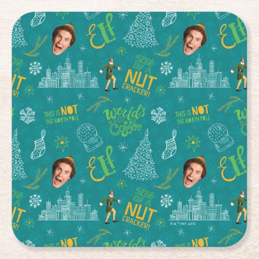 Draai het Blauwgroen Citaat van de Elf Pattern Kartonnen Onderzetters (Voorkant)