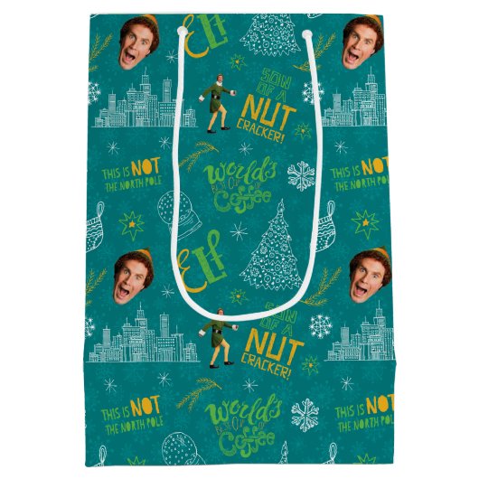 Draai het Blauwgroen Citaat van de Elf Pattern Medium Cadeauzakje (Achterkant)