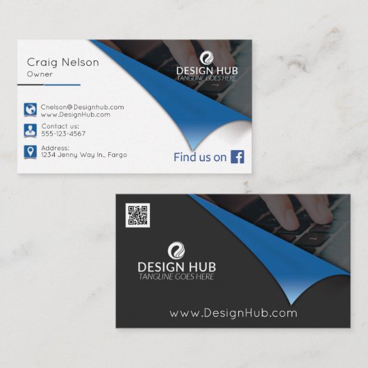 Draai het professionele visitekaartje van de pagin (Voorkant / Achterkant)