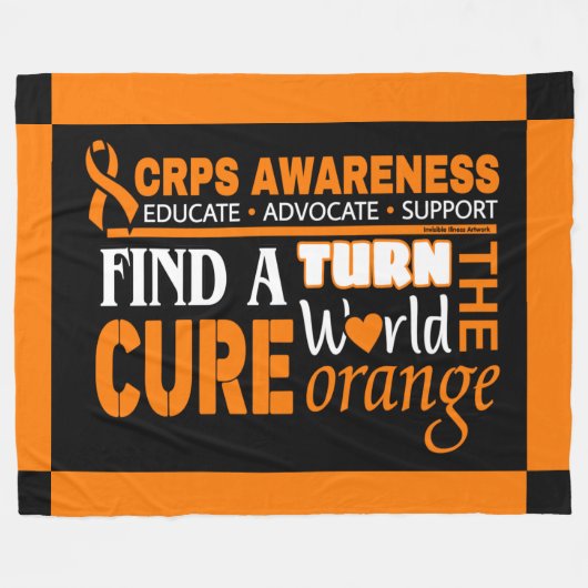Draai het Sinaasappel van de Wereld...CRPS Fleece Deken (Voorkant (Horizontaal))