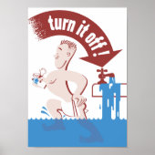 Draai het uit — waterbehoud poster (Voorkant)
