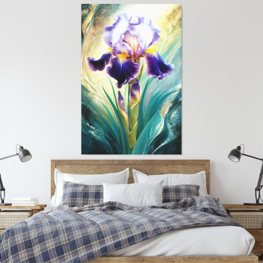 *~* Draai Iris Bloem Artsy Iris Schilderij AP84 Canvas Afdruk (Insitu (Slaapkamer))