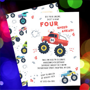 Draai Je Motor 4e Verjaardag Monstertrucks Kaart