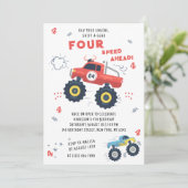 Draai Je Motor 4e Verjaardag Monstertrucks Kaart (Staand voorkant)
