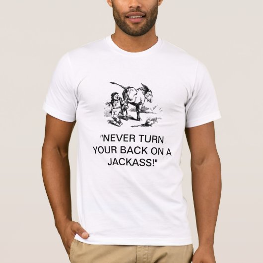 "Draai je nooit terug op een jas!" T-shirt (Voorkant)