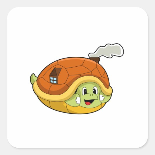 Draai met Shell als huis Vierkante Sticker (Voorkant)