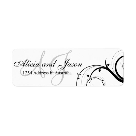 Draai monogram retouradres label zwart (Voorkant)