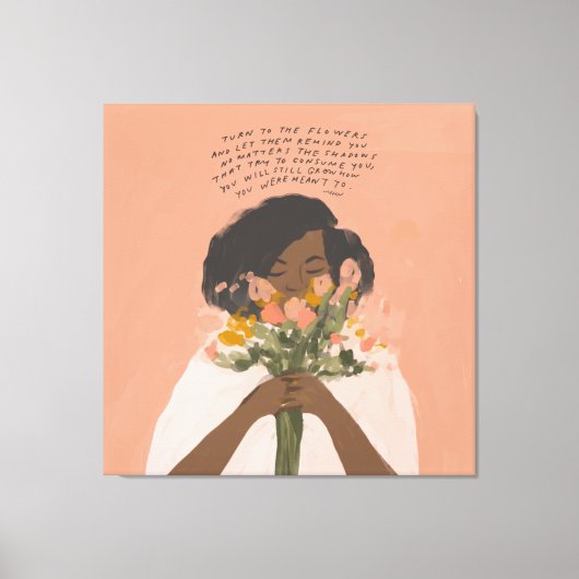 Draai naar de bloemen inspirerend citaat zwarte ku canvas afdruk (Voorkant)