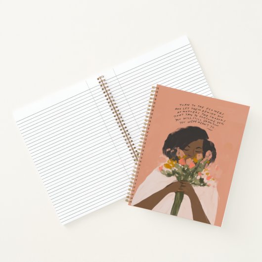 Draai naar de bloemen inspirerend citaat zwarte ku notitieboek (Binnen)