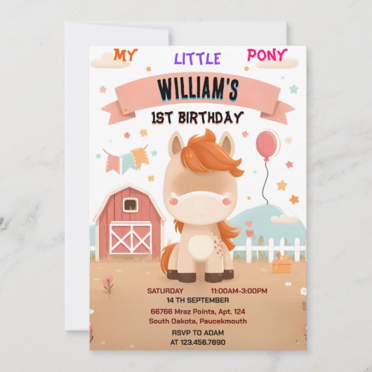 Draai schattig paard mijn kleine pony eerste 1e ve kaart (Voorkant)